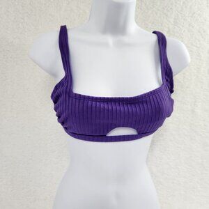 Bikini Top Textured Purple Swim Textured cut out  Women's Medium